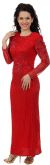 Full Sleeves Beaded Full Length Formal Sequined Gown in Red